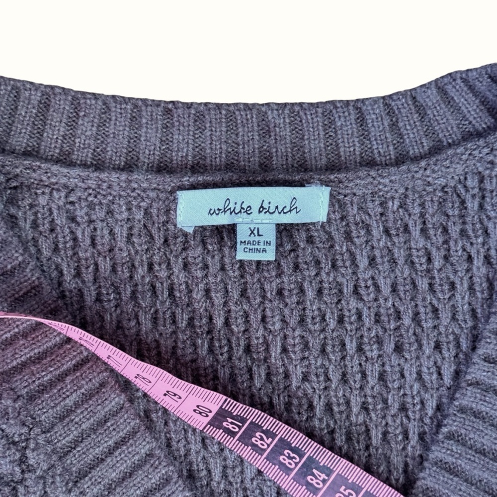 EUC White Birch cropped cardigan, bubble sleeves, knit, hot chocolate, size XL - Picture 11 of 13